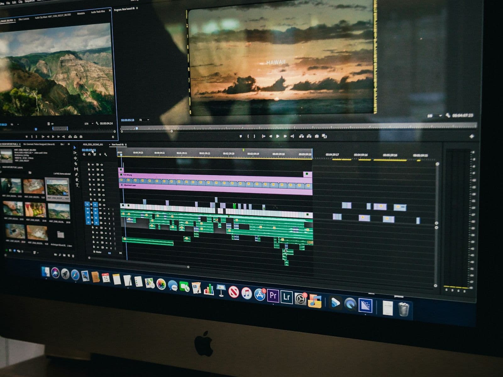 A video edit under way on a desktop computer